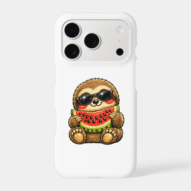 Cute Sloth with Watermelon iPhone Case (Back)