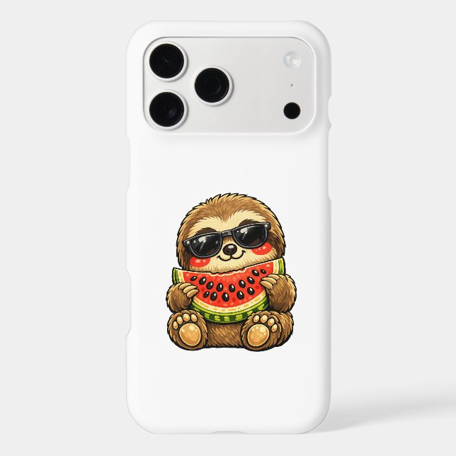 Cute Sloth with Watermelon iPhone Case (Back)