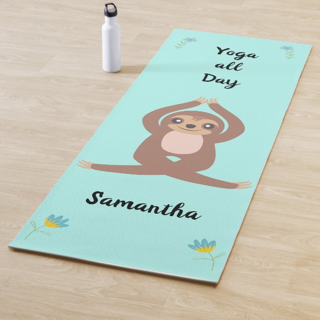 Cute Sloth Yoga all Day (both sides) Personalized Mat (In Situ)