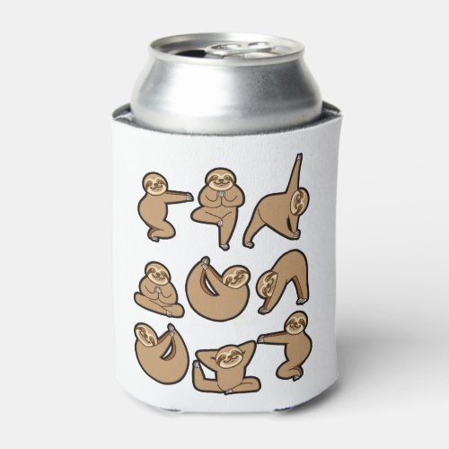 Cute Sloth Yoga  Can Cooler