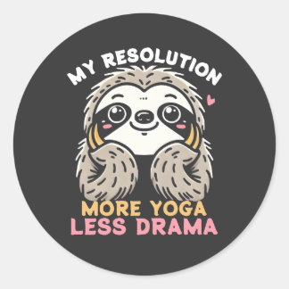 Cute Sloth Yoga Sticker - More Yoga Less Drama