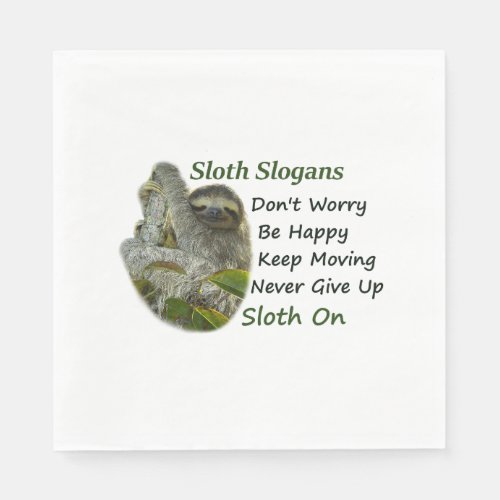 Cute Slothing Photo Motivational Sloth Sayings Napkins