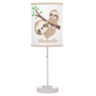 Cute sloths add name girls table lamp