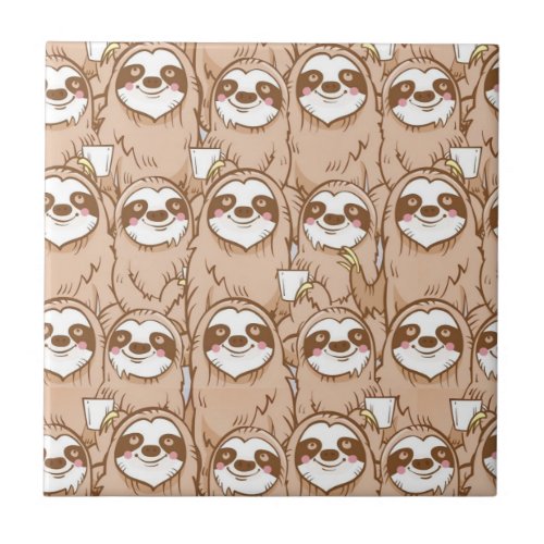 Cute Sloths  Ceramic Tile