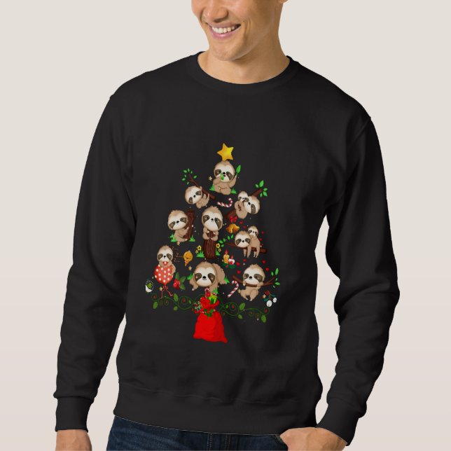 Cute Sloths Christmas Tree Lights Merry Slothmas P Sweatshirt (Front)