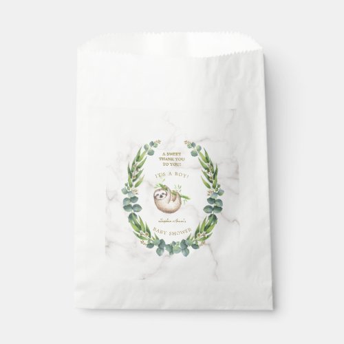 Cute Sloths Eucalyptus Wreath Baby Shower Favor Bag