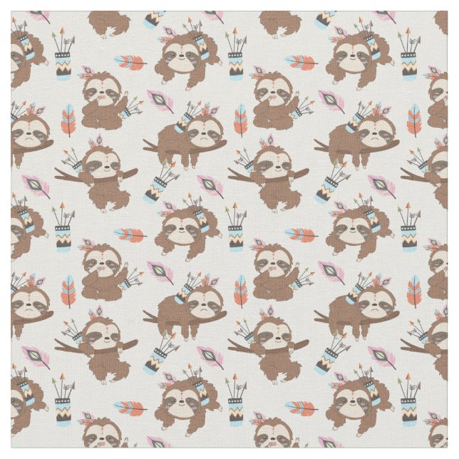 Cute Sloths Fabric (Close Up)