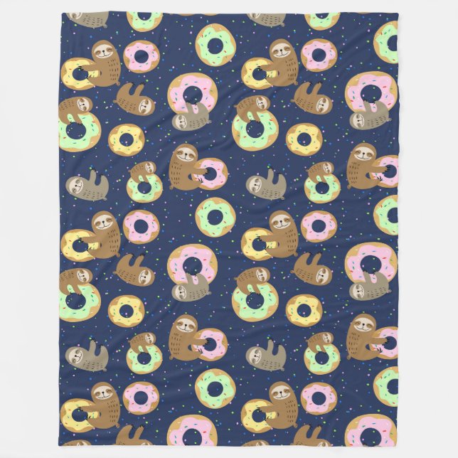 Cute Sloths Fleece Blanket (Front)