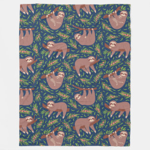 Cute Sloths Fleece Blanket