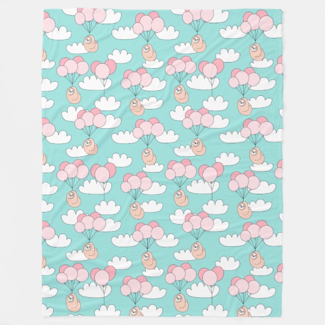 Cute Sloths Fleece Blanket (Front)