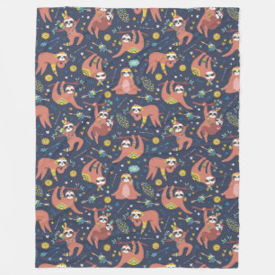Cute Sloths Fleece Blanket