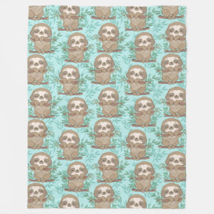 Cute Sloths Fleece Blanket