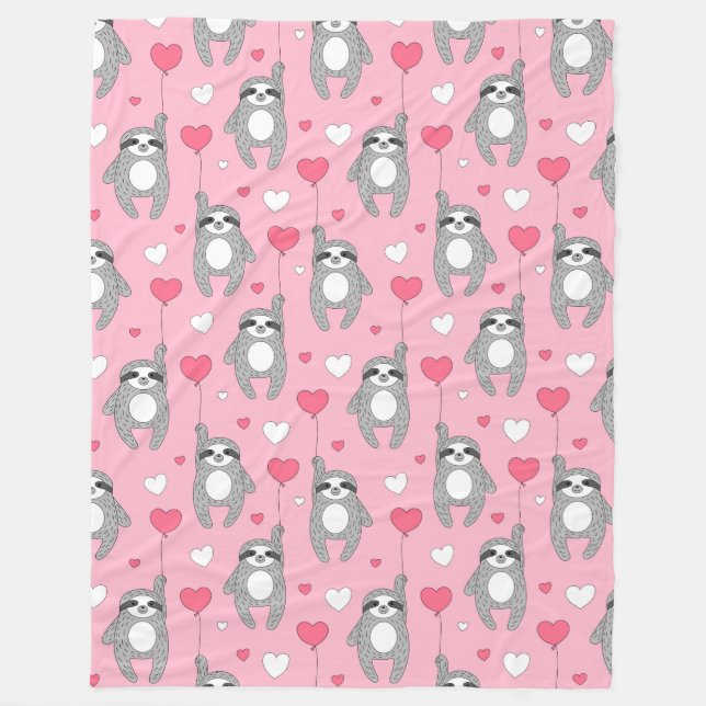 Cute Sloths Fleece Blanket (Front)