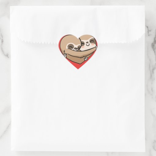 Cute Sloths Hugging Heart Sticker Zazzle