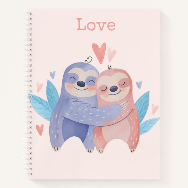 Cute Sloths In Love Notebook (Front)