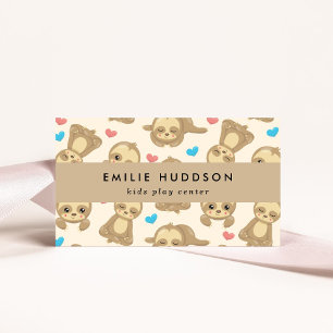 Cute Sloths, Kids Play Center, Activity Center Business Card