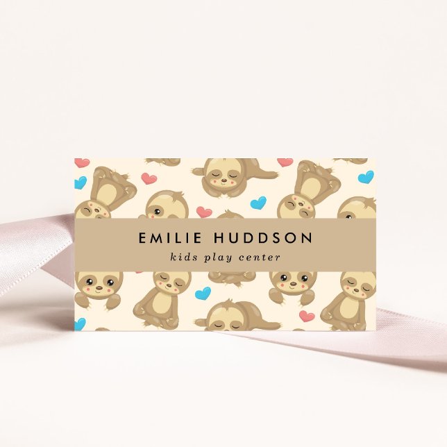 Cute Sloths, Kids Play Center, Activity Center Business Card (Creator Uploaded)