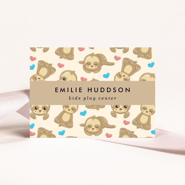 Cute Sloths, Kids Play Center, Activity Center Business Card (Creator Uploaded)