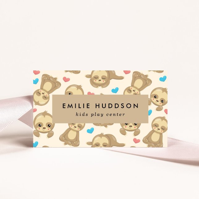Cute Sloths, Kids Play Center, Activity Center Business Card (Creator Uploaded)