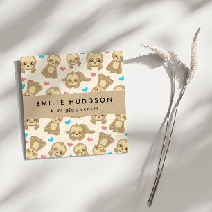 Cute Sloths, Kids Play Center, Activity Center Square Business Card