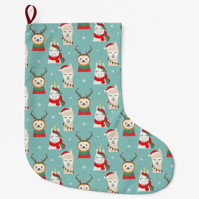 Cute Sloths Large Christmas Stocking (Front)