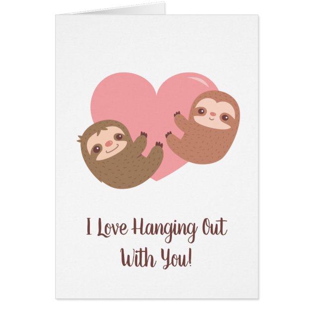 illustration Greeting Card Pink Sloth Card Blank Any Occasion