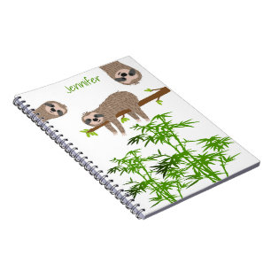 Cute Sloths Monogrammed Notebook