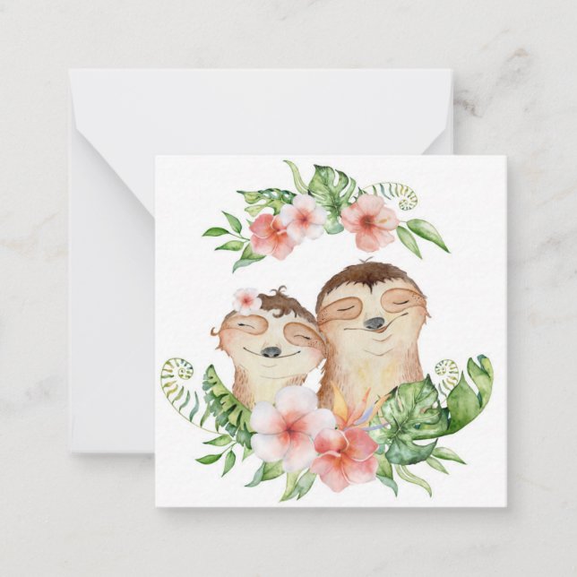 Cute Sloths Note Card (Front)