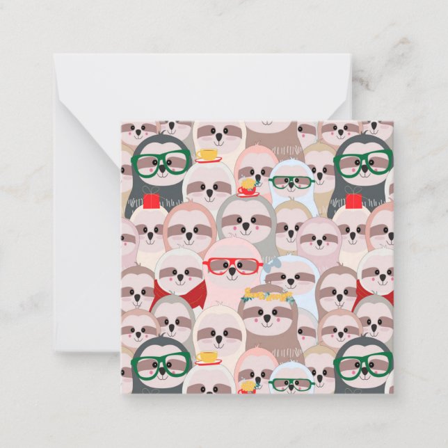 Cute Sloths Note Card (Front)