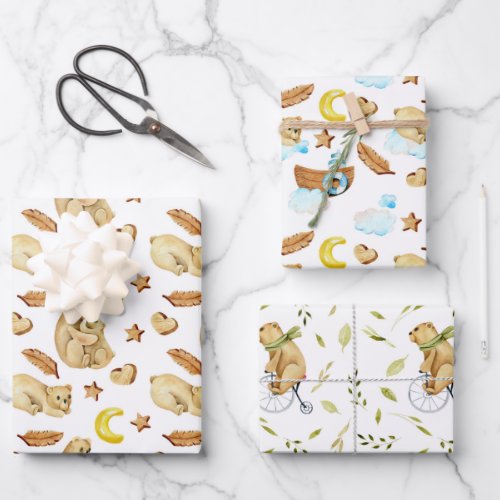 Cute Sloths On Bicycles Boats Wrapping Paper Sheets