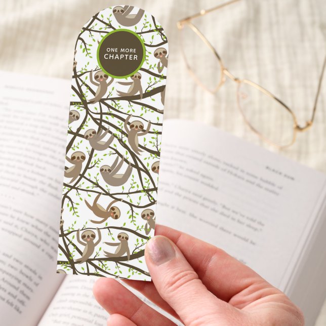 Cute Sloths on Branches "One More Chapter" Bookmarks (Hand)