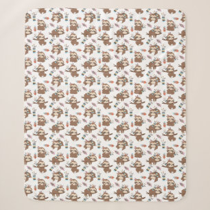 Cute Sloths Sherpa Blanket