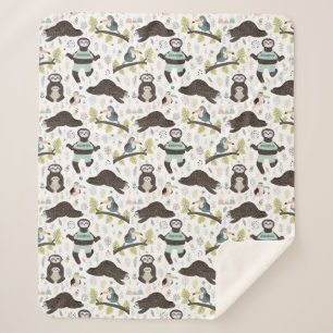 Cute Sloths Sherpa Blanket