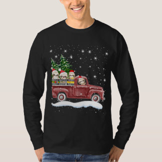 Cute Sloths With Red Truck Funny Christmas T-Shirt