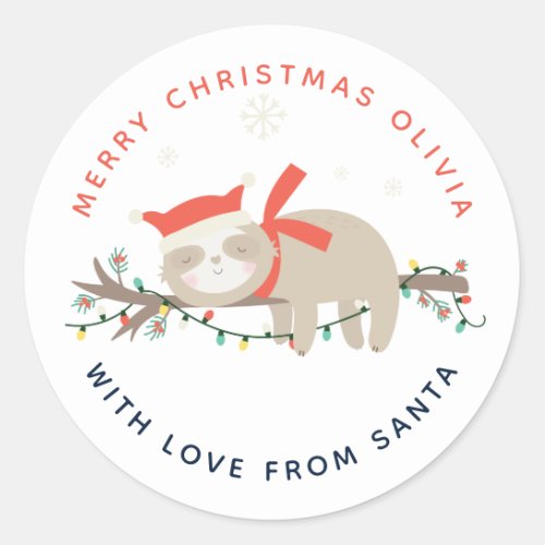 Cute Slothy 1st Christmas Kids Classic Round Sticker