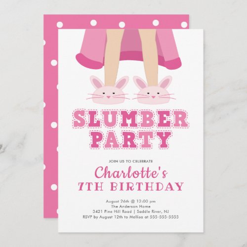 Cute Slumber Pajama Birthday Invitation