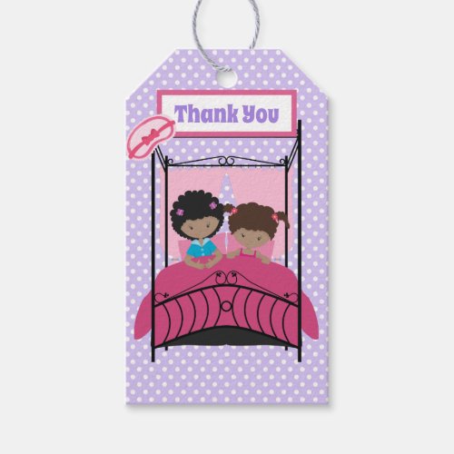 Cute Slumber Party Birthday Black Girl Thank You Gift Tags