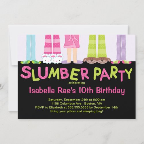 Cute Slumber Party Birthday Party Invitations