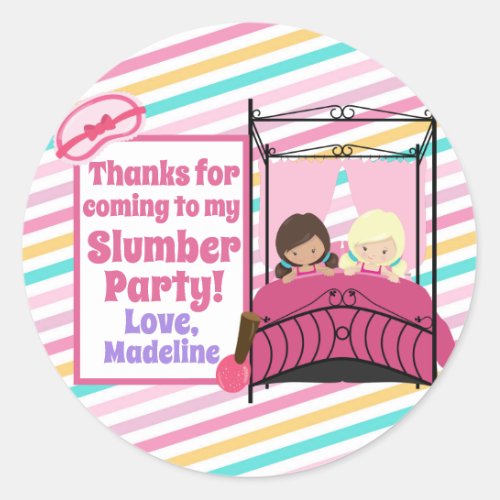Cute Slumber Party Birthday Thank You Classic Round Sticker