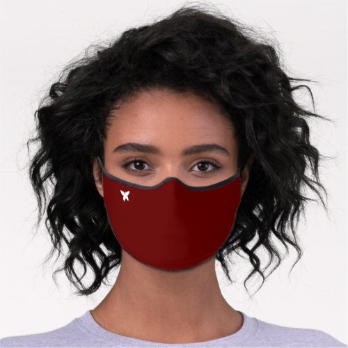 Cute Small Butterfly Plain Solid Maroon Minimalist Premium Face Mask