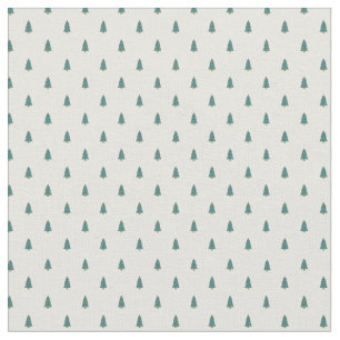 Cute small Christmas trees on white Fabric
