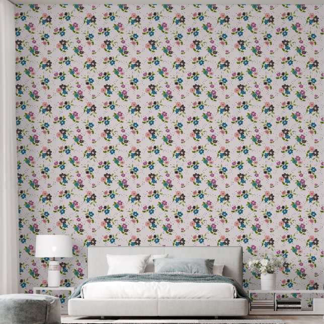 Cute Small Colorful Flowers and Dots  Wallpaper (Bedroom)