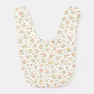 Cute Small Ditsy Floral Seamless Pattern Baby Bib