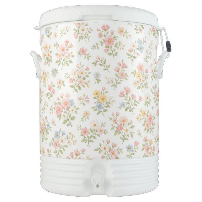 Cute Small Ditsy Floral Seamless Pattern Beverage Cooler (Front)