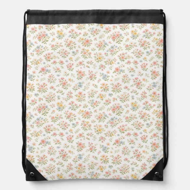 Cute Small Ditsy Floral Seamless Pattern Drawstring Bag (Front)