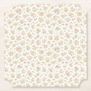 Cute Small Ditsy Floral Seamless Pattern Paper Coaster