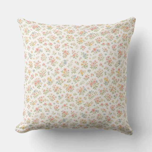 Cute Small Ditsy Floral Seamless Pattern Throw Pillow (Front)