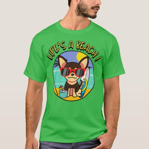 Cute small dog Goes to the beach T_Shirt