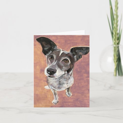 Cute Small Dog Hand_Painted on Canvas Note Card