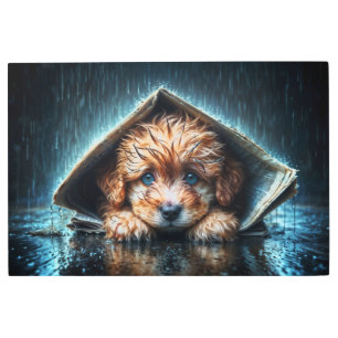 Cute small dog in rain day with blue eyes art